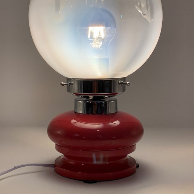 LAMPE DE TABLE ROUGE, CHROME & VERRE DE MURANO, 1970s – Image 11
