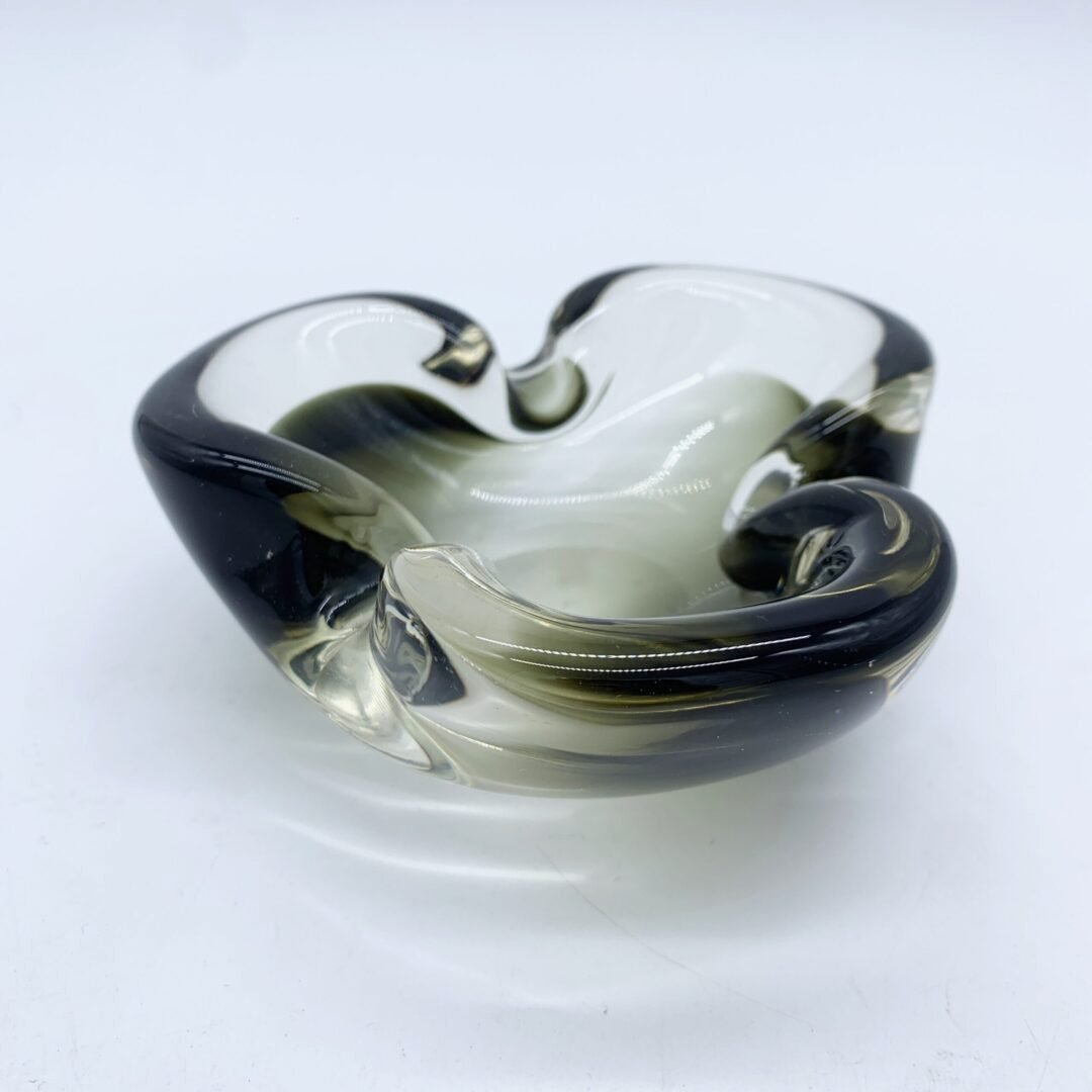CENDRIER MURANO, NOIR ET GRIS FUMÉ, 1970