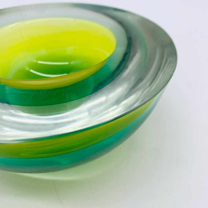 CENDRIER FLAVIO POLI, MURANO, VERT/JAUNE, SEGUSO, 1970 – Image 2