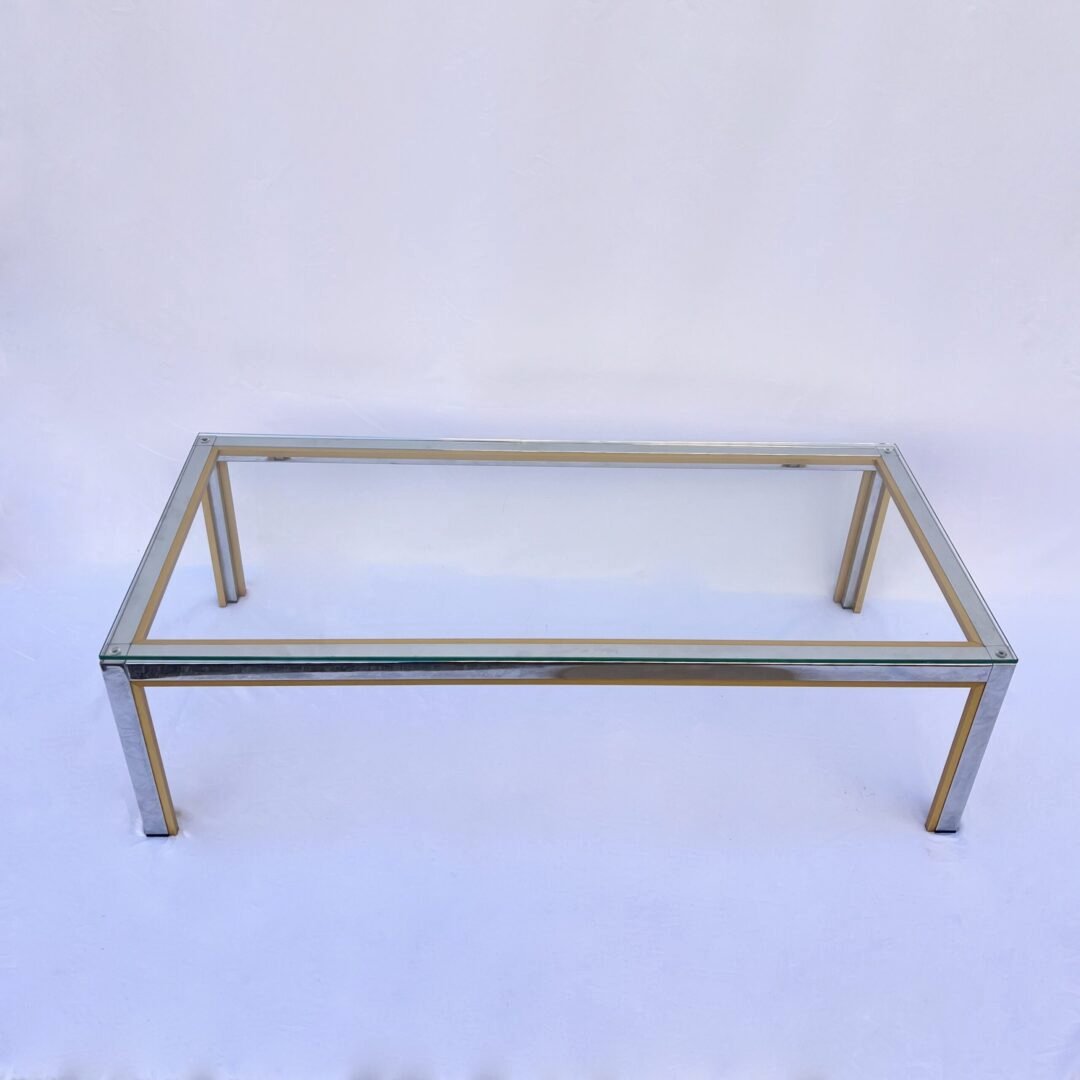 REGENCY CHROME AND GLASS COFFEE TABLE BY RENATO ZEVI, ITALY 1970 – Image 4