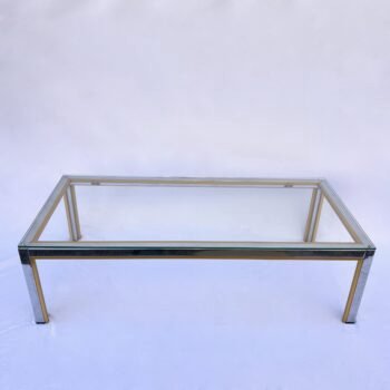 REGENCY CHROME AND GLASS COFFEE TABLE BY RENATO ZEVI, ITALY 1970