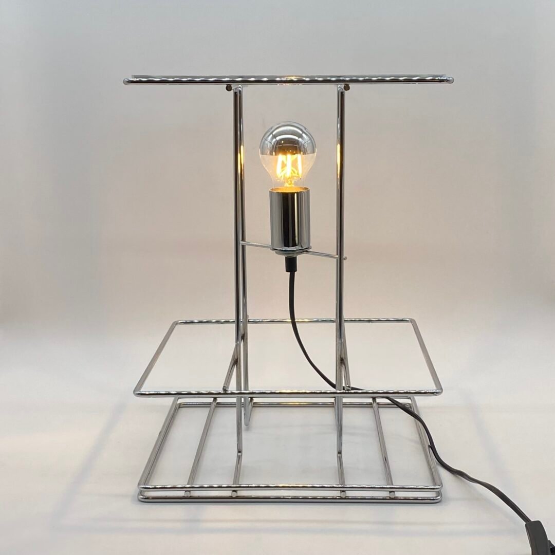 GRANDE LAMPE GÉOMÉTRIQUE EN CHROME ET PLEXIGLAS, 1970s – Image 9