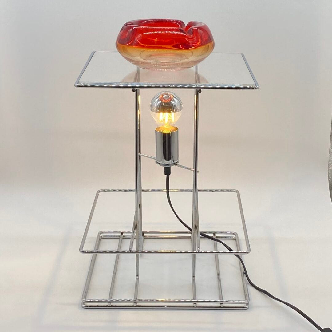 GRANDE LAMPE GÉOMÉTRIQUE EN CHROME ET PLEXIGLAS, 1970s – Image 18