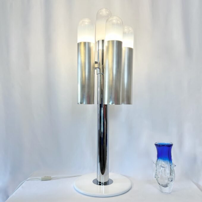 LAMPADAIRE "SPACE AGE" – ATTRIBUÉ À CARLO NASON, CHROME & MURANO, 1970s