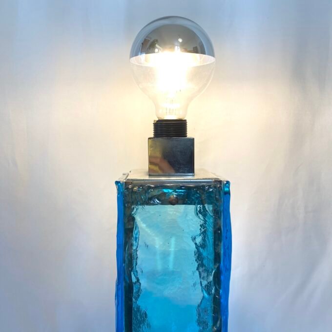 GRANDE LAMPE MURANO BLEU ET CHROME, 1960s. ITALY – Image 6