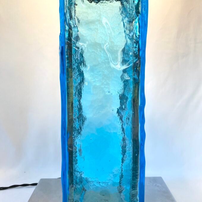 GRANDE LAMPE MURANO BLEU ET CHROME, 1960s. ITALY – Image 2