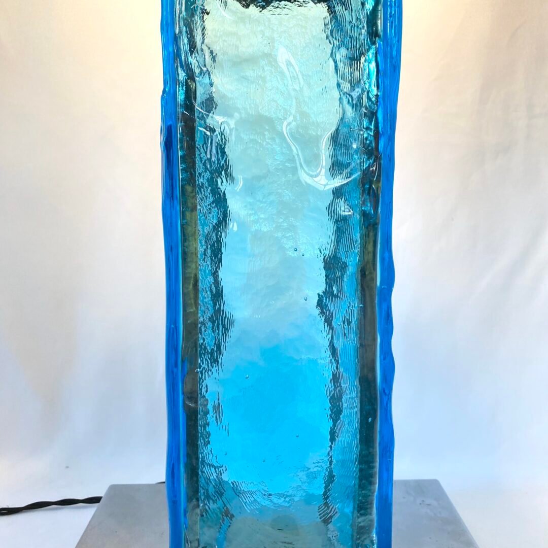 GRANDE LAMPE MURANO BLEU ET CHROME, 1960s. ITALY – Image 2
