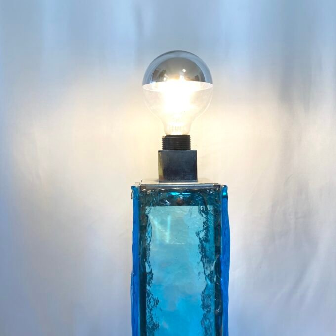 GRANDE LAMPE MURANO BLEU ET CHROME, 1960s. ITALY – Image 9