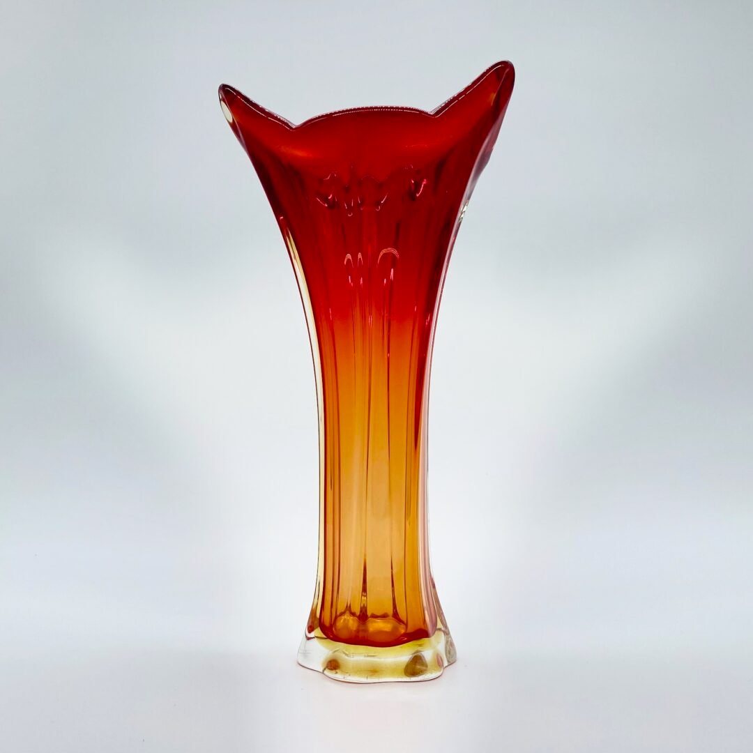 GRAND VASE MURANO ROUGE/JAUNE 1960
