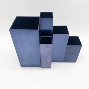 VASES MODULAIRES EN MÉTAL – BLEU PÉTROLE, 1980s