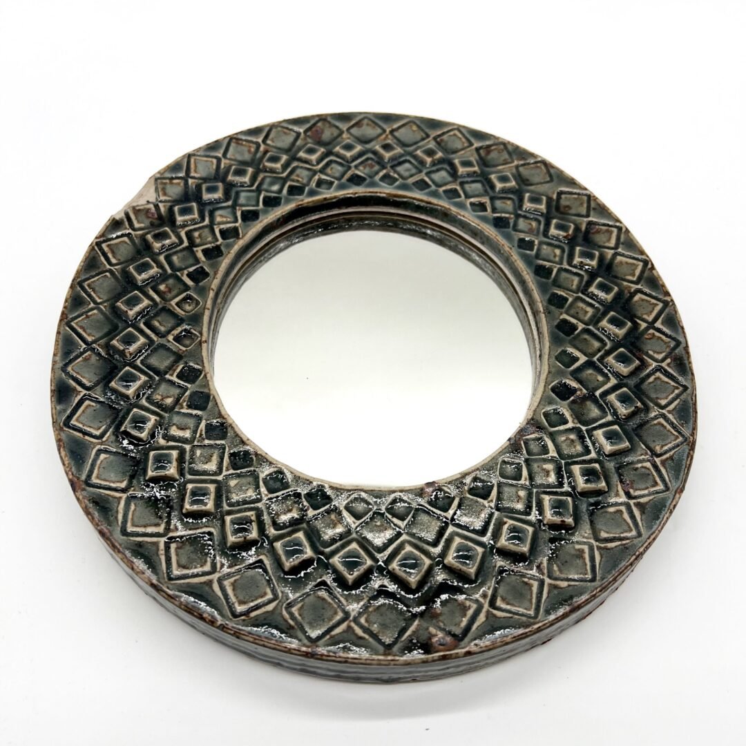 MIROIR CERAMIQUE "LOSANGES" , 1970s
