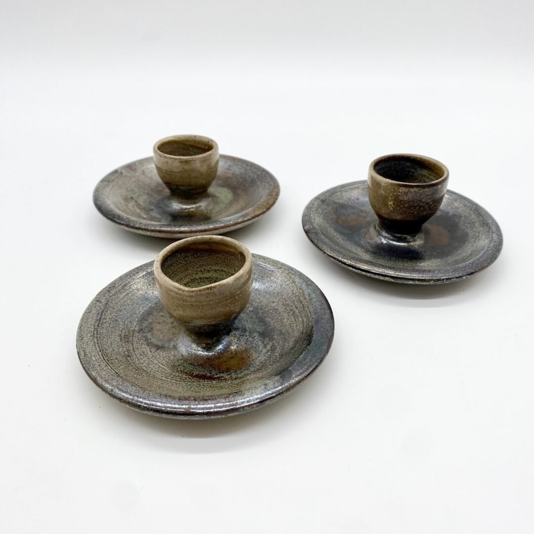 COQUETIERS EN GRÈS ÉMAILLÉ — TRAVAIL ARTISANAL, 1970-80