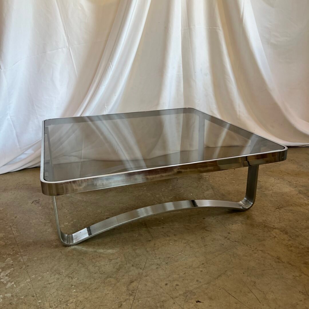 •TABLE BASSE CARRÉE-CHROME, 1970s – Image 3
