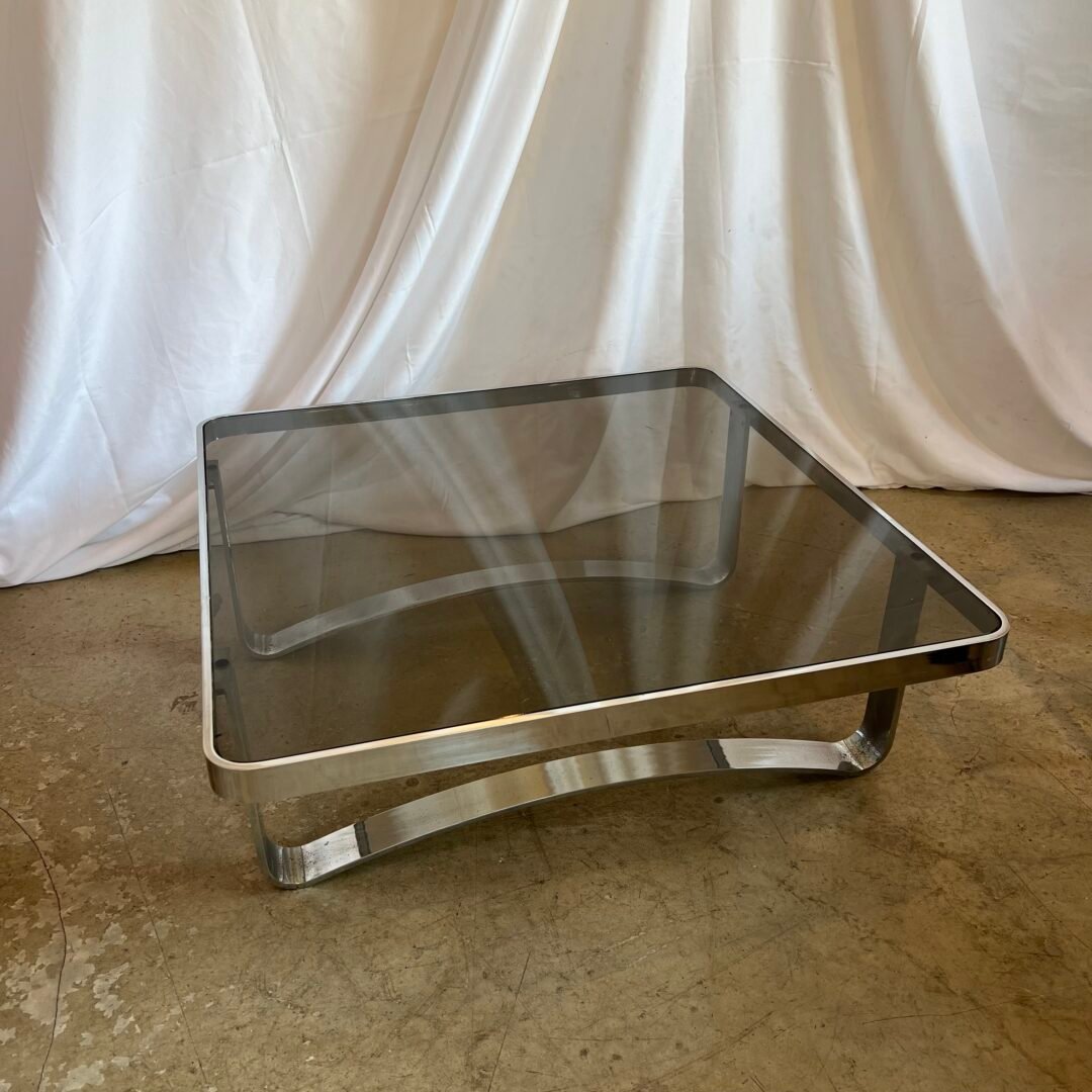 •TABLE BASSE CARRÉE-CHROME, 1970s – Image 5