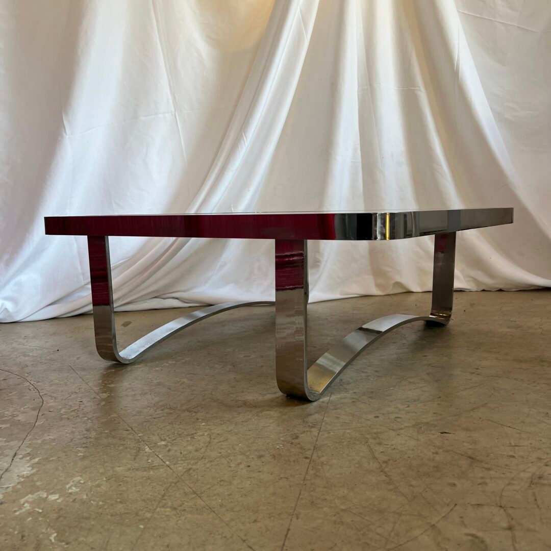 •TABLE BASSE CARRÉE-CHROME, 1970s – Image 9