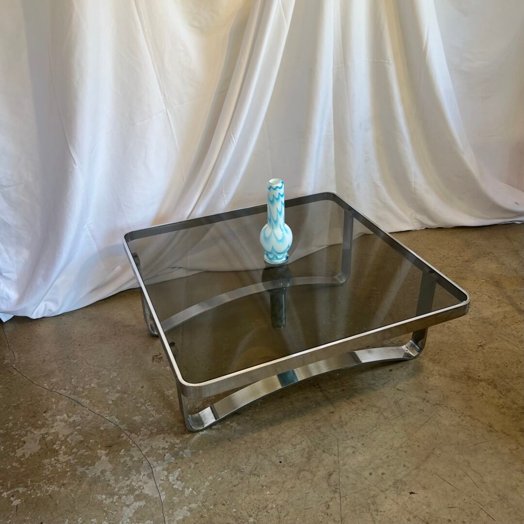 •TABLE BASSE CARRÉE-CHROME, 1970s – Image 6