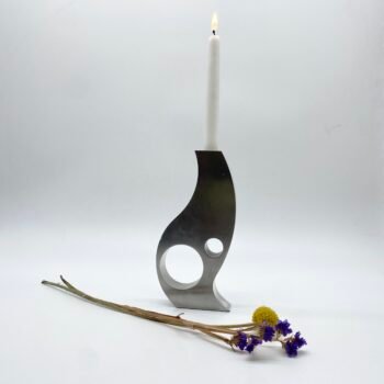 BOUGEOIR / VASE "SPAGE AGE" ALU BROSSÉ, 1970s