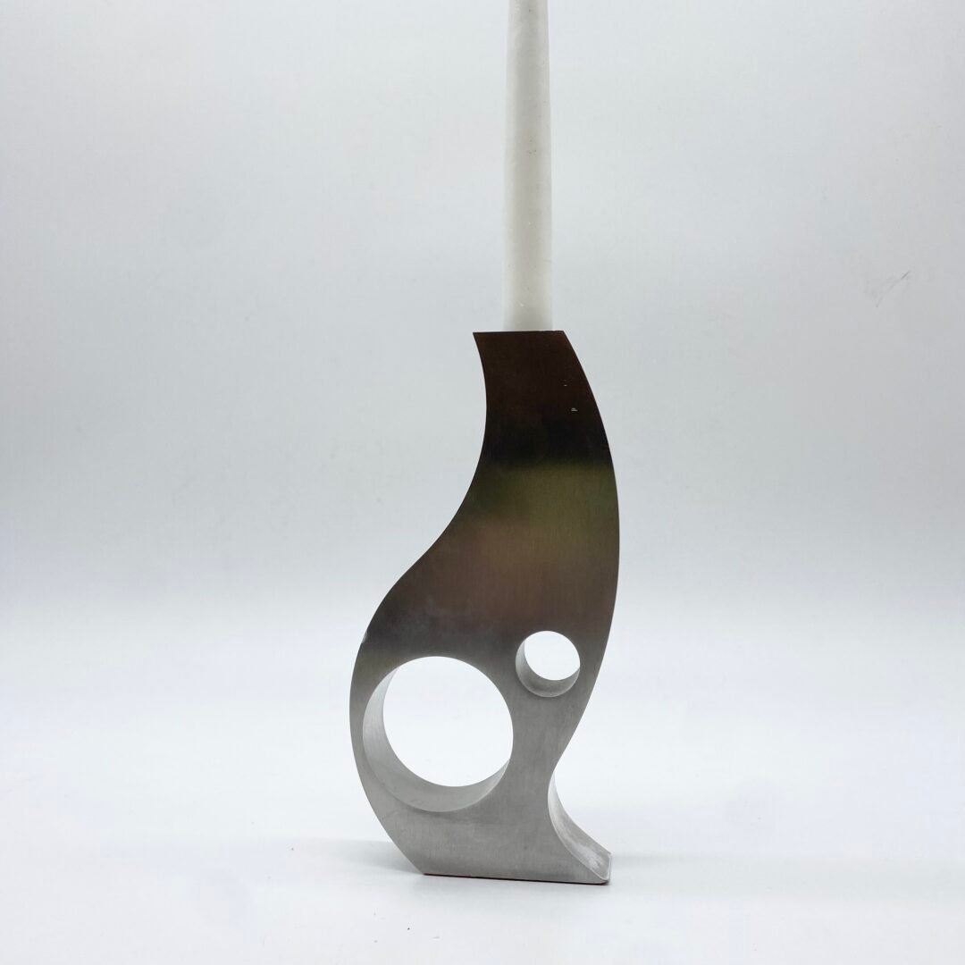 BOUGEOIR / VASE "SPAGE AGE" ALU BROSSÉ, 1970s – Image 11