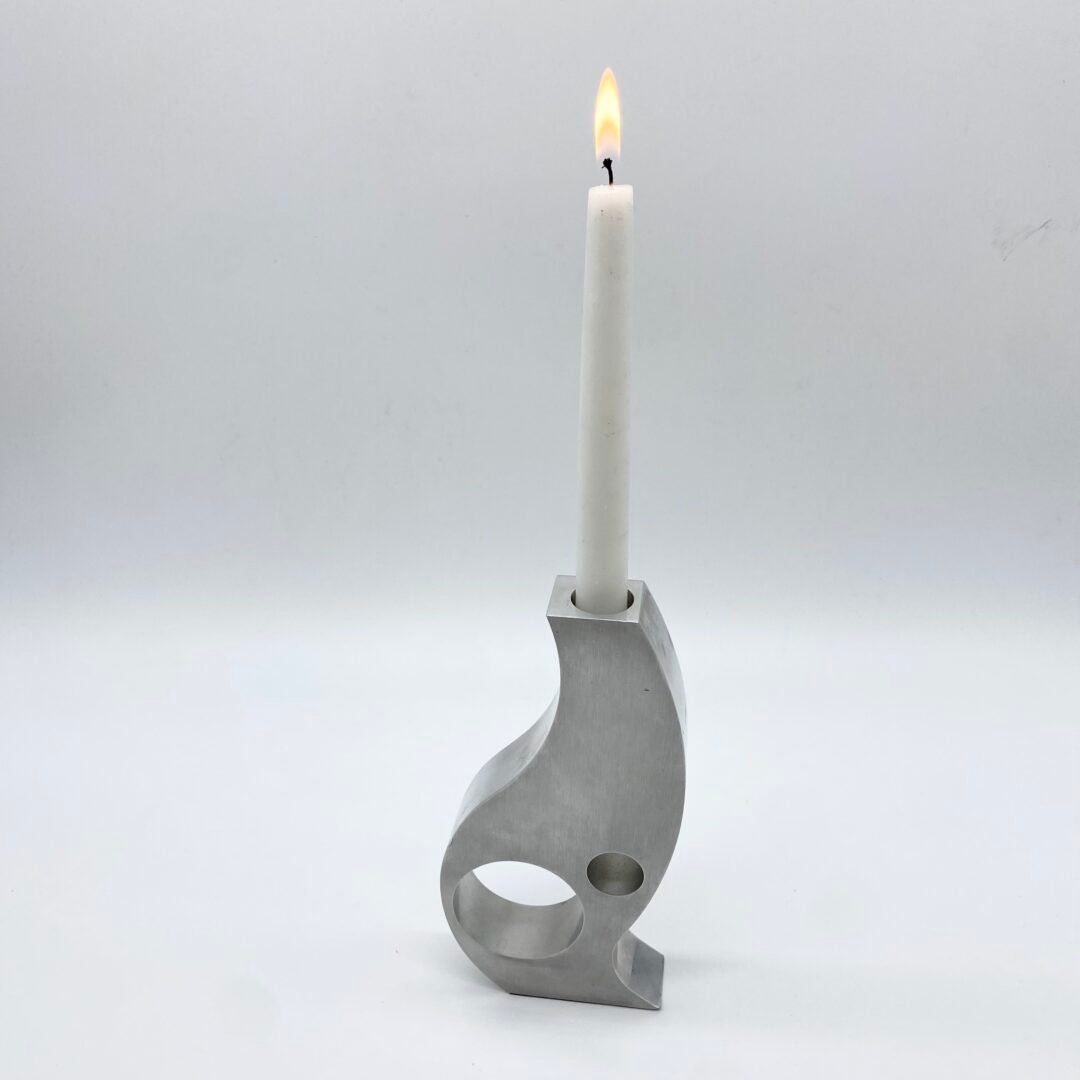 BOUGEOIR / VASE "SPAGE AGE" ALU BROSSÉ, 1970s – Image 6
