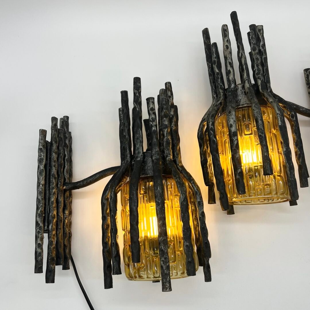 PAIRE D’APPLIQUES BRUTALISTES PAR "MARCELLO FANTONI", 1960s – Image 6