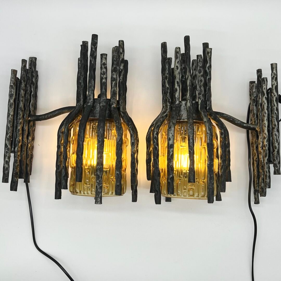 PAIRE D’APPLIQUES BRUTALISTES PAR "MARCELLO FANTONI", 1960s