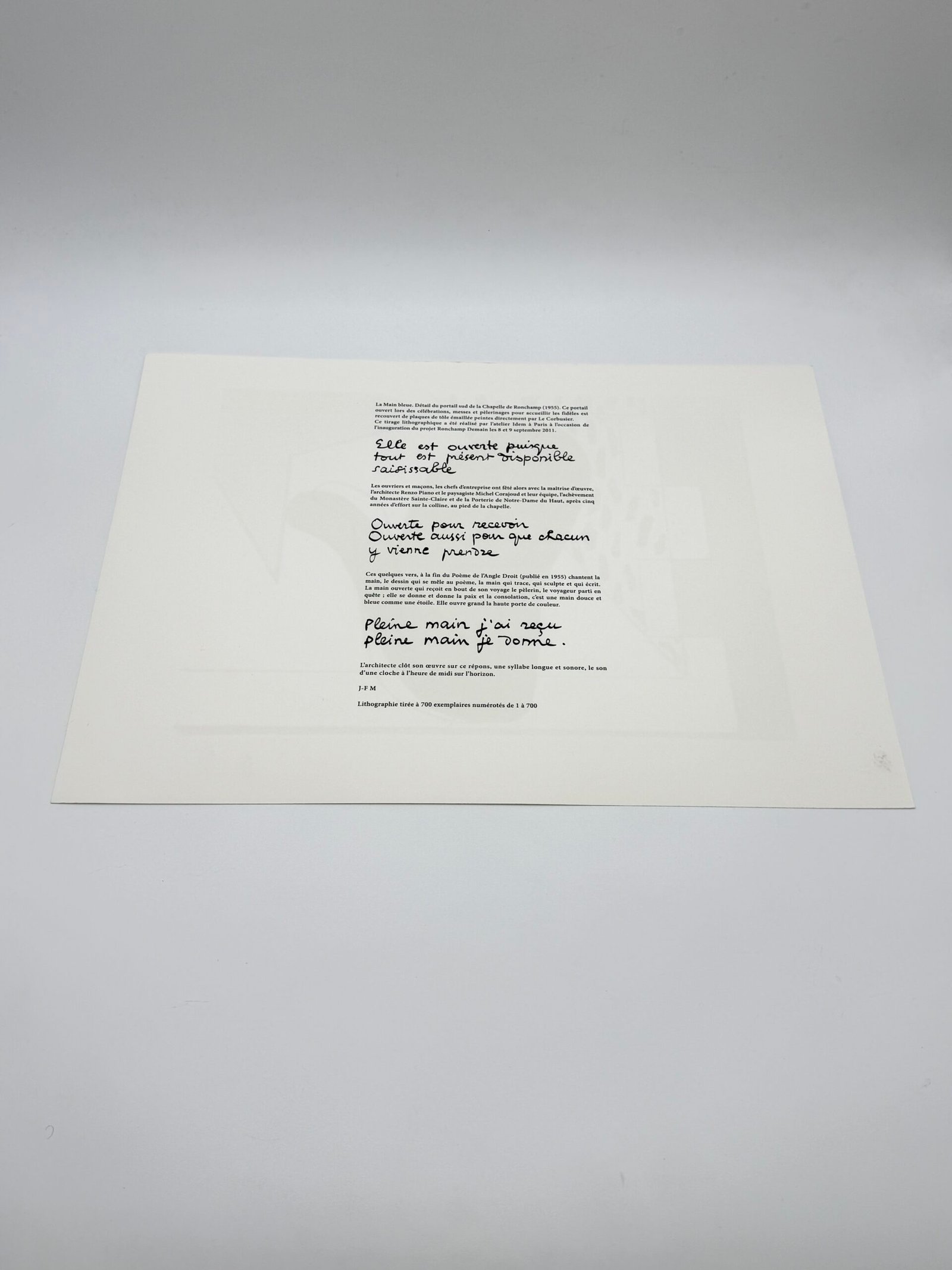 LA MAIN BLEUE — LITHOGRAPHIE D’APRÈS LE CORBUSIER (239/700 IDEM PARIS) – Image 16