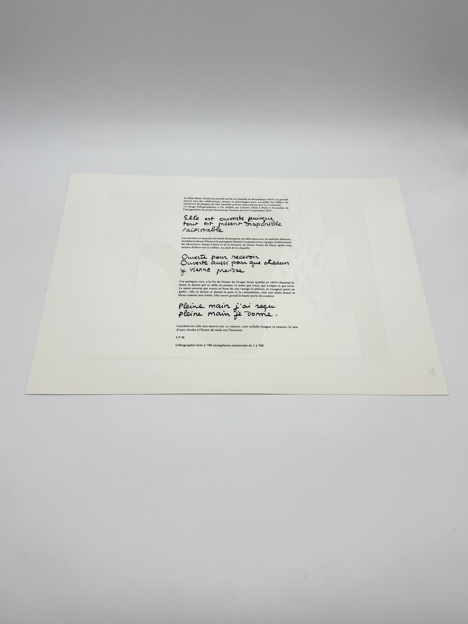 LA MAIN BLEUE — LITHOGRAPHIE D’APRÈS LE CORBUSIER (239/700 IDEM PARIS) – Image 17