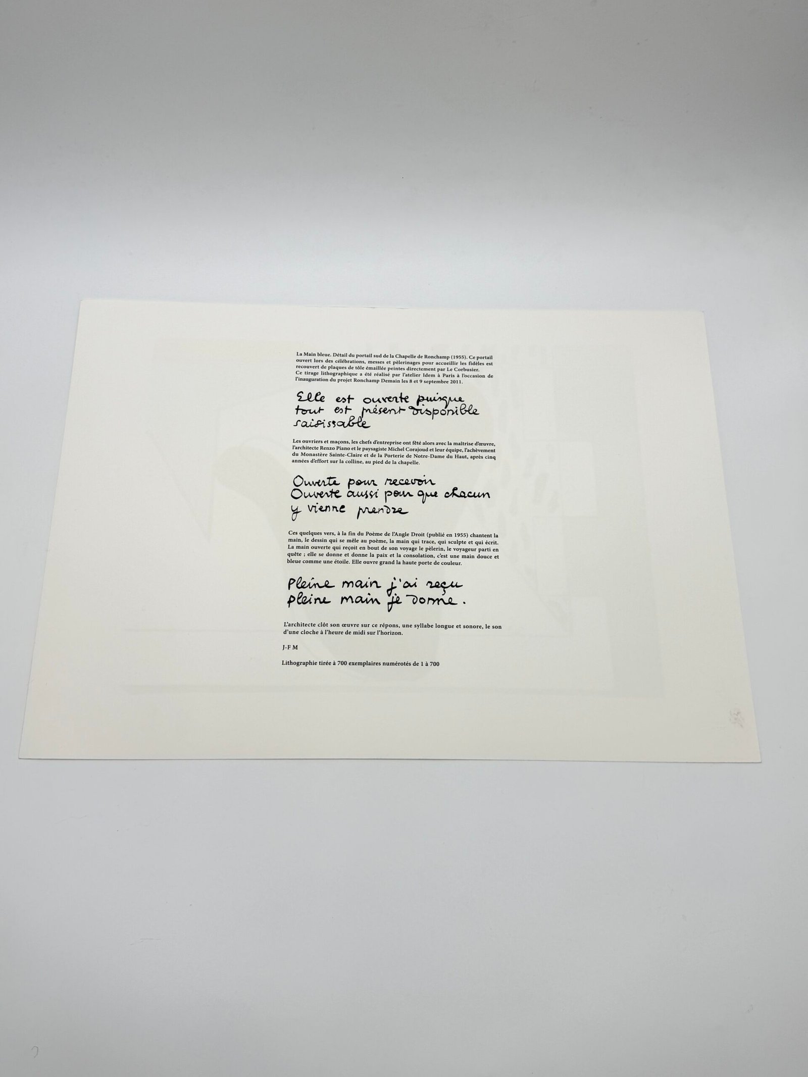 LA MAIN BLEUE — LITHOGRAPHIE D’APRÈS LE CORBUSIER (239/700 IDEM PARIS) – Image 9